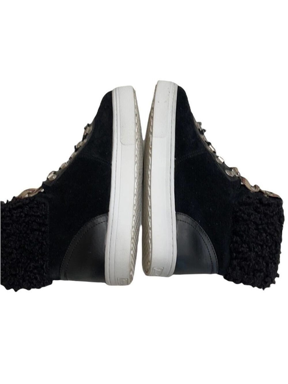 Sam Edelman Luther Suede and Faux Shearling High Top Sneaker SZ 9 Black - Picture 6 of 9